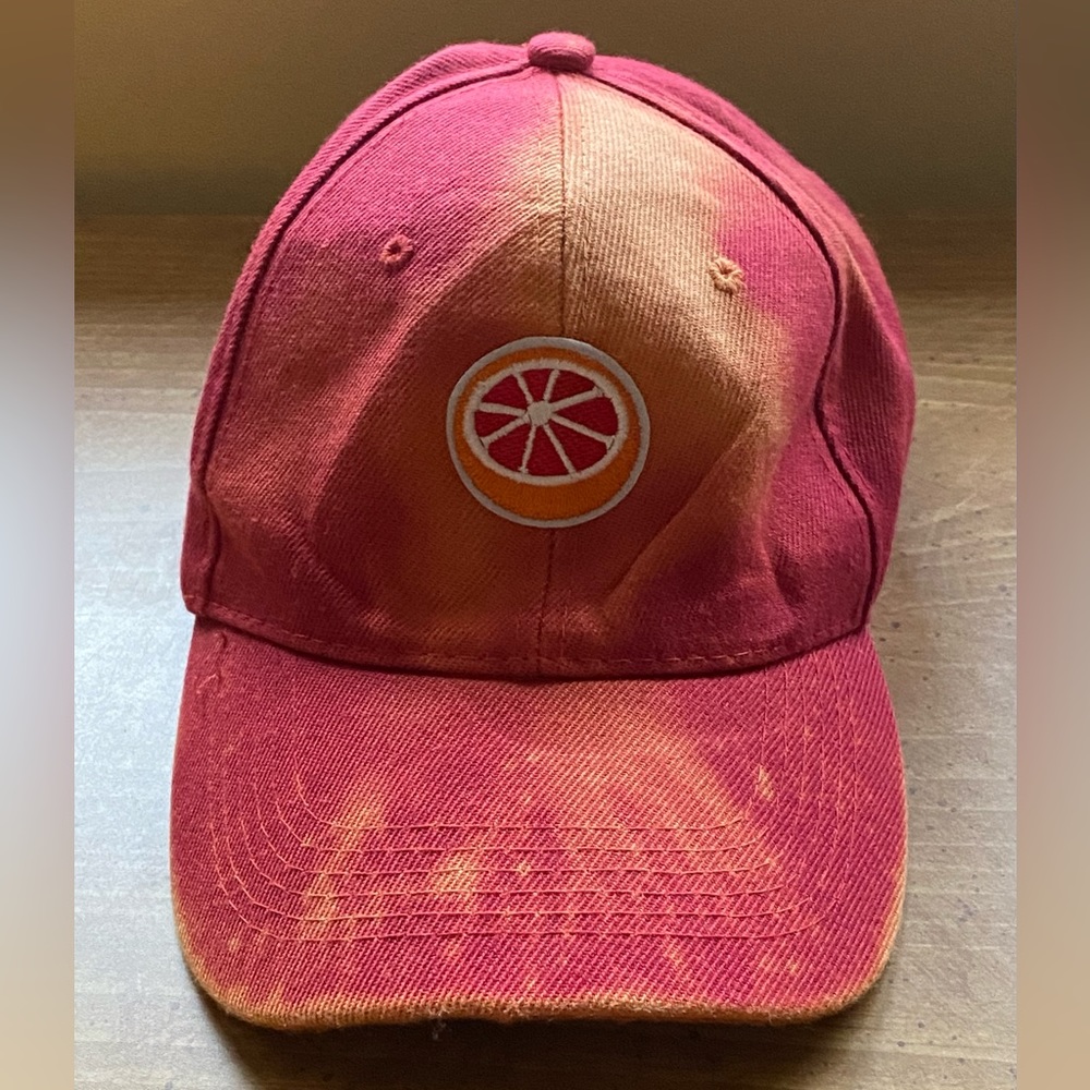 Maroon Bleached Orange Patch Hat - Handmade